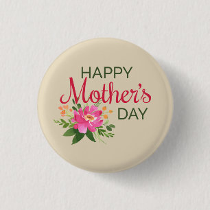 Bóton Redondo 2.54cm Dia de as mães Feliz Elegante  Botão Pin