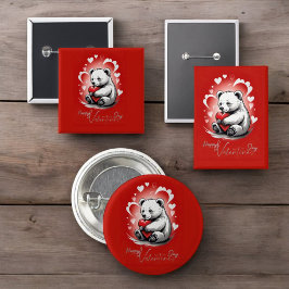 Bóton Redondo 2.54cm Dia de os namorados com Urso Rico