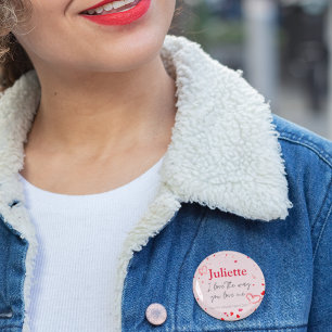 Bóton Redondo 2.54cm Dia de os namorados Romântico rosa e vermelho