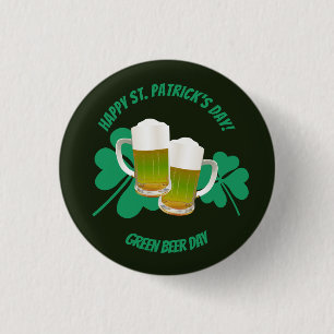 Bóton Redondo 2.54cm Dia de São Patrício é Dia da Cerveja Verde