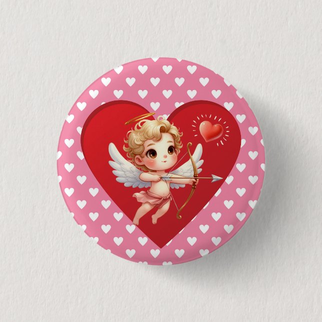 Bóton Redondo 2.54cm Dia dos Namorados Cupido  (Frente)