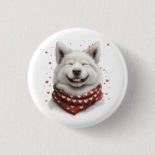 Bóton Redondo 2.54cm Dia dos Namorados Samoyed Cachorro