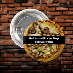 Bóton Redondo 2.54cm Dia Nacional da Pizza 9 de fevereiro
