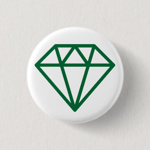 Bóton Redondo 2.54cm Diamante Simples - Floresta Verde em Branco