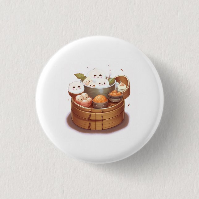 Bóton Redondo 2.54cm Dim sum, tema comida (Frente)