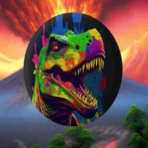 Bóton Redondo 2.54cm Dinossaur T Rex Jurassic Colorida