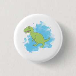 Bóton Redondo 2.54cm Dinossauro com Design de Fundo de Aquarela
