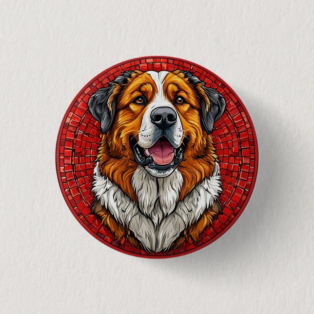 Bóton Redondo 2.54cm 🐶 Distintivo Para Amantes de Cães São Bernardo Pa (Frente)