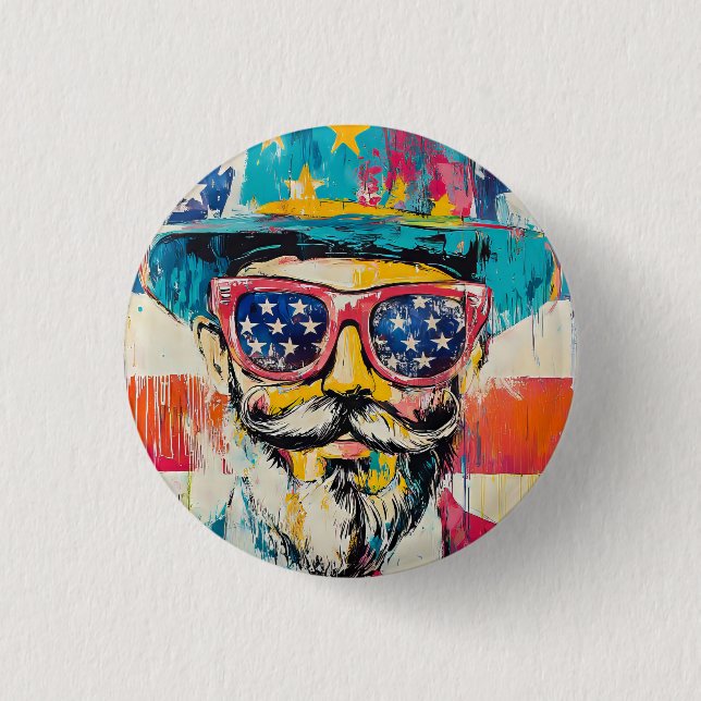 Bóton Redondo 2.54cm Diversão 4 de julho (Frente)