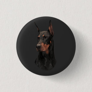 Bóton Redondo 2.54cm Doberman Pinscher, T-Shirt Relógio de Parede Quad