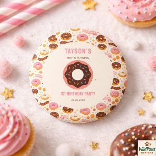 Bóton Redondo 2.54cm Doce Donut de Um Aniversário   Donut Fofo 