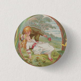 Bóton Redondo 2.54cm Doce e inocente Valentim vintage, Kate Greenway