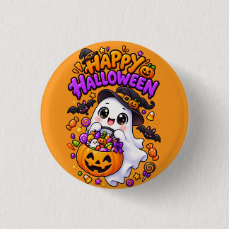 Bóton Redondo 2.54cm Doce Fantasma de Halloween Abóbora Doce