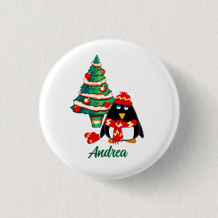 Bóton Redondo 2.54cm Doce Pequeno Pinguim Personalizado Presente de Nat