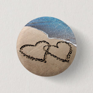 Bóton Redondo 2.54cm Dois Corações Na Areia