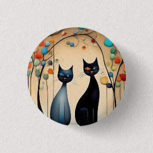 Bóton Redondo 2.54cm Dois Gatos Encantadores