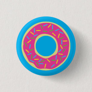 Bóton Redondo 2.54cm Donuts Coloridos Tema de Aniversário de 1 Ano