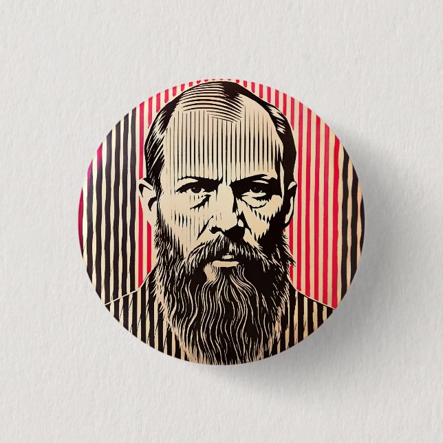 Bóton Redondo 2.54cm Dostoievski no estilo de ilusão óptica BAUHAUS (Frente)