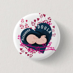 Bóton Redondo 2.54cm Doula Floral Personalizada