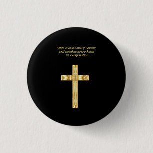 Bóton Redondo 2.54cm Dourada Faith Cristã cruza com palavras engraçad