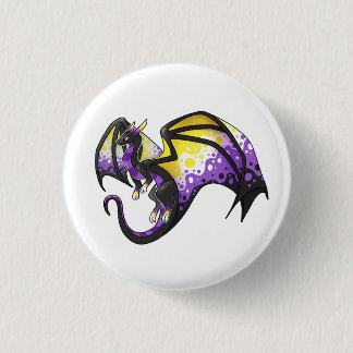 Bóton Redondo 2.54cm Dragão do Orgulho Não Binário