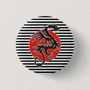 Bóton Redondo 2.54cm Dragão Sol - preto vermelho branco + suas ideias