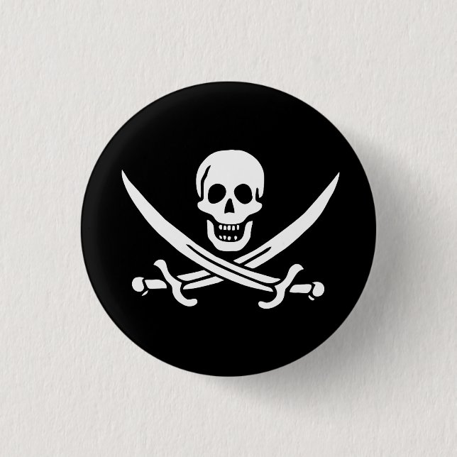 Bóton Redondo 2.54cm Drapeau Pirate Jolly Roger (Frente)