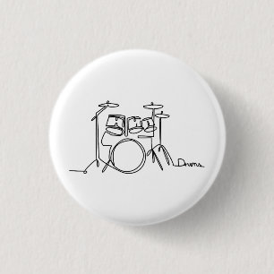 Bóton Redondo 2.54cm Drummer Music Design Um Tambor De Linha