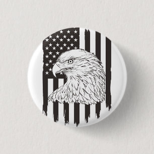 Bóton Redondo 2.54cm Eagle Soaring Com Bandeira Americana