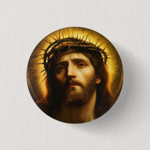 Bóton Redondo 2.54cm Ecce Homo Jesus Cristo com Coroa de Espinhos