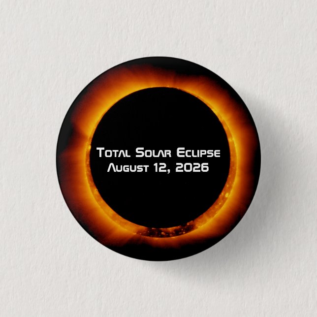 Bóton Redondo 2.54cm Eclipse Total do Sol de 2026 (Frente)