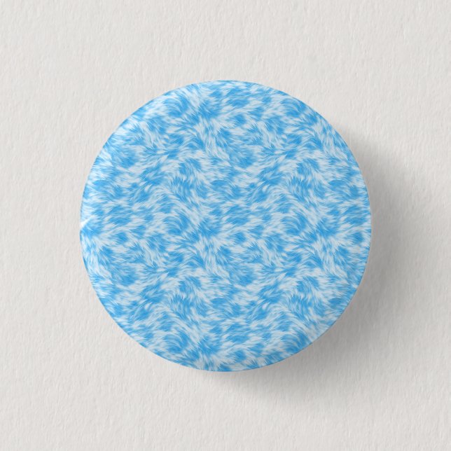 Bóton Redondo 2.54cm Efeito de pelo falso azul e branco (Frente)