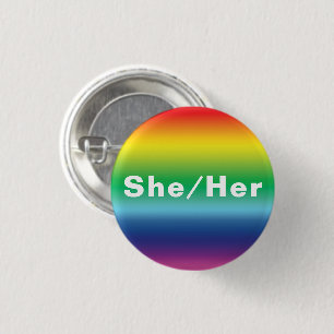 Bóton Redondo 2.54cm Ela, Ela, Pronounes Lgbtq Orgulho Lgbt Cores Arco-