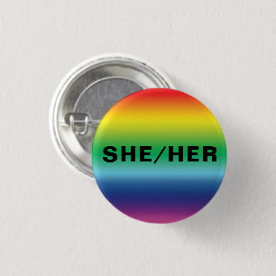 Bóton Redondo 2.54cm Ela, Ela, Pronounes Lgbtq Orgulho Lgbt Cores Arco-
