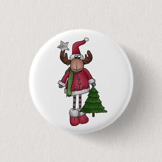 Bóton Redondo 2.54cm Elch mit Baum (Frente)