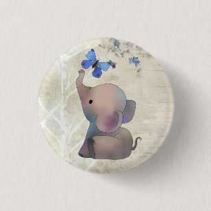 Bóton Redondo 2.54cm Elefante com borboleta