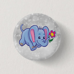 Bóton Redondo 2.54cm Elefante de desenho animado fofo