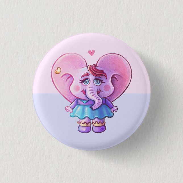 Bóton Redondo 2.54cm Elefante-Rosa-Bonita (Frente)