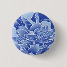 Elegante Blue Chinoiserie Floral Lotus Mandala
