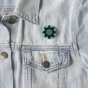 Bóton Redondo 2.54cm Elegante Blue Mandala Sacred Geometry Boho Zen