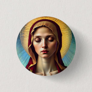 Bóton Redondo 2.54cm Elegante Renascentista Virgem Mary Button