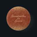 Bóton Redondo 2.54cm Elegante Terracotta Dourada Glitter Avô Groom<br><div class="desc">Elegante terracota e o botão "Avó do Groom".</div>