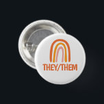 Bóton Redondo 2.54cm ELES/ELES Pronounes Laranja Rosa Arco-Íris<br><div class="desc">Decorre sua roupa com este botão de arte legal. Você pode personalizá-lo e adicionar texto também. Procure em meu compro muito mais cores e padrões! Avise-me se quiser algo personalizado também.</div>