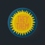 Bóton Redondo 2.54cm ELES/ELES Pronunciam Orgulho Luminoso Manipulado<br><div class="desc">Decorre sua roupa com este botão de arte legal. Faz um presente excelente! Você pode personalizá-lo e adicionar texto também. Procure em meu compro muito mais cores e padrões! Avise-me se quiser algo personalizado também.</div>