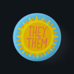 Bóton Redondo 2.54cm ELES/ELES Pronunciam Orgulho Luminoso Manipulado<br><div class="desc">Decorre sua roupa com este botão de arte legal. Faz um presente excelente! Você pode personalizá-lo e adicionar texto também. Procure em meu compro muito mais cores e padrões! Avise-me se quiser algo personalizado também.</div>