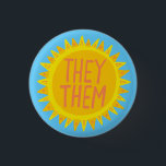 Bóton Redondo 2.54cm ELES/ELES Pronunciam Orgulho Luminoso Manipulado<br><div class="desc">Decorre sua roupa com este botão de arte legal. Faz um presente excelente! Você pode personalizá-lo e adicionar texto também. Procure em meu compro muito mais cores e padrões! Avise-me se quiser algo personalizado também.</div>