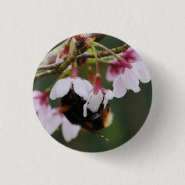 Bóton Redondo 2.54cm Emblema de Abelha em Flor