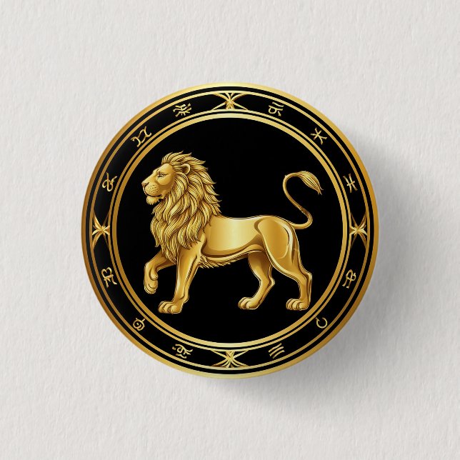 Bóton Redondo 2.54cm Emblema de Leão do Zodíaco (Frente)