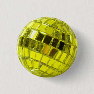 Bóton Redondo 2.54cm Emblema Disco - Mini Bola à Facetas Verde Anis
