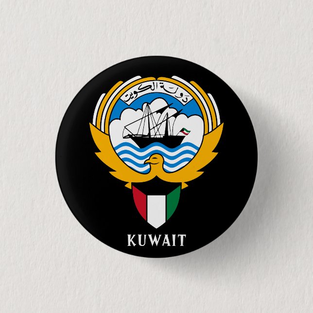 Bóton Redondo 2.54cm Emblema do Kuwait (Frente)